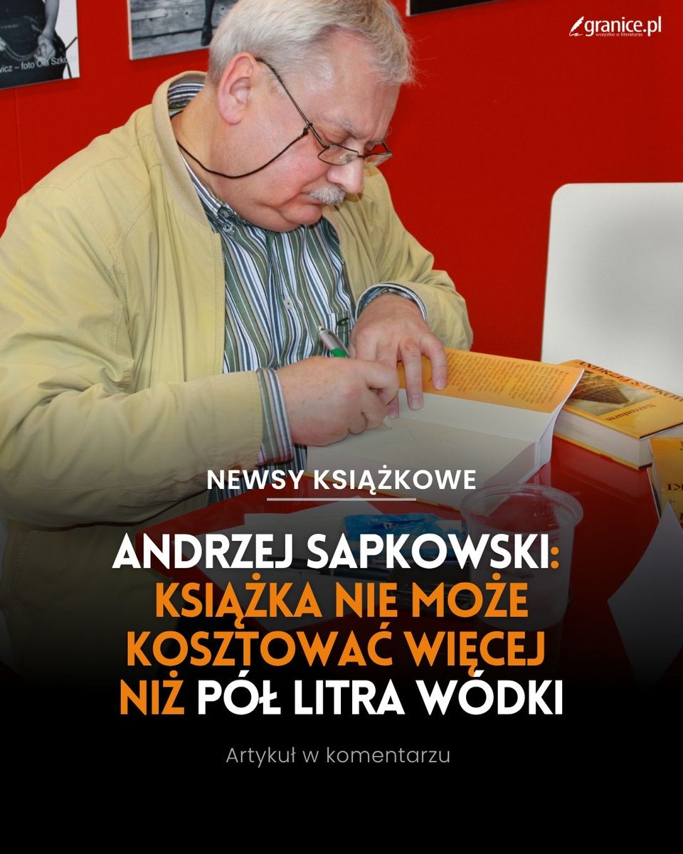 – Jestem skarbem narodowym. No niech ktoś powie, że nie – mówi Andrzej Sapkowski. 😉 
Zdaniem twórcy „Wiedźmina" główną przyczyną spadającego poziomu czytelnictwa w Polsce jest wysoka cena #ksiazki: 
granice.pl/news/andrzej-s…