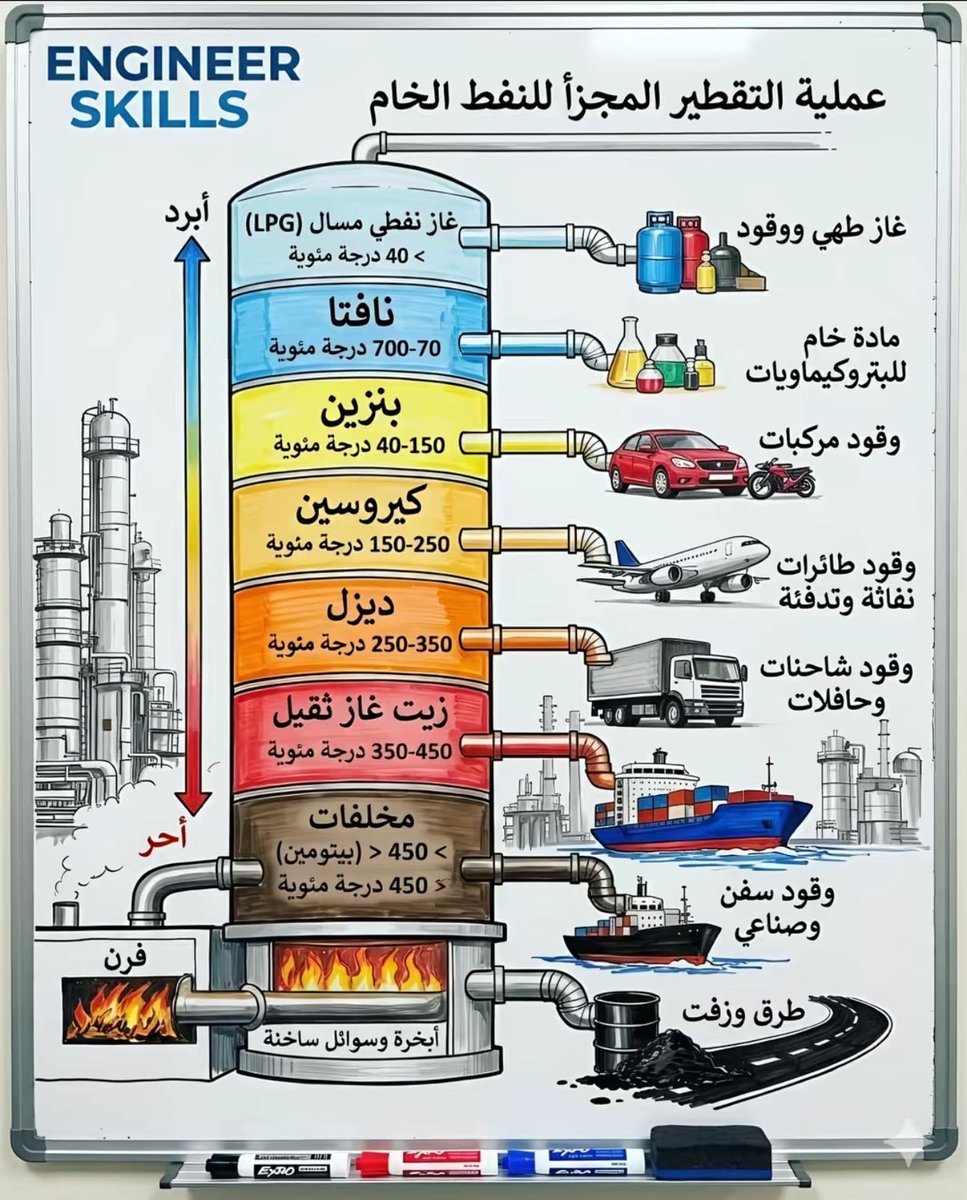 xraykh_'s tweet photo. عملية التقطير المجزأ للنفط الخام https://t.co/XbUVnPG4a0
