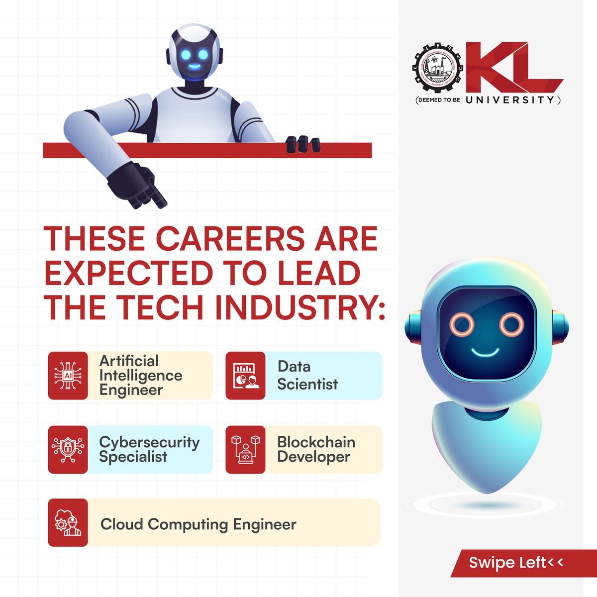 kluniversity's tweet image. Kickstart your tech career with BCA @ KLU 💻🚀
Build skills in coding, data &amp;amp; modern tech for top global opportunities.

🎓 Admissions Open 2026–27
🔗 kluniversity.in/admissions/

#BCA #TechCareers2026 #KLU #AdmissionsAreOpen2026