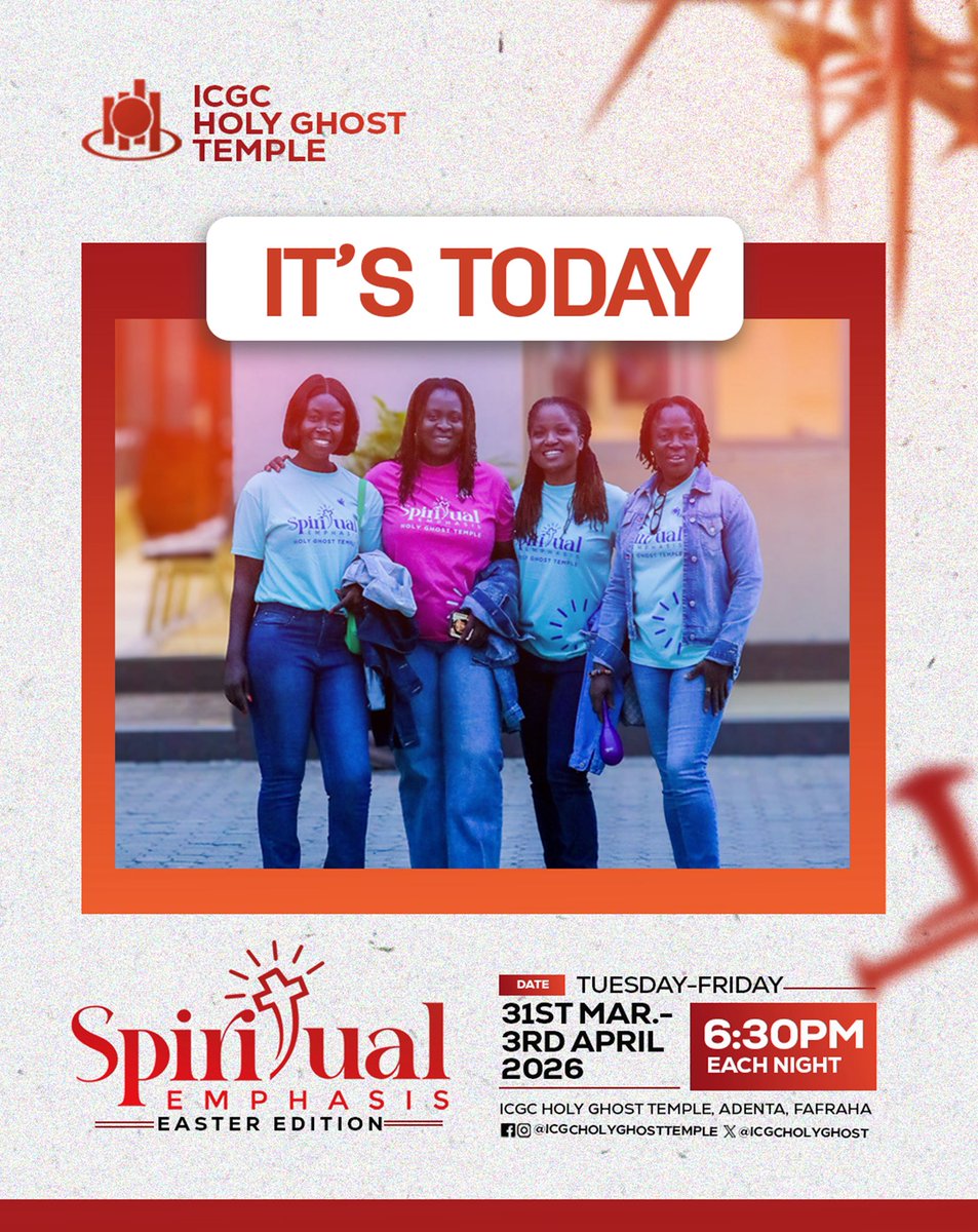 ICGCHolyGhost's tweet image. It’s TODAY! 🔥

Join us for Day 1 of our Spiritual Emphasis – Easter Edition at ICGC Holy Ghost Temple.

Come expectant. Leave transformed. 🙏

#ICGCHGT #SpiritualEmphasis