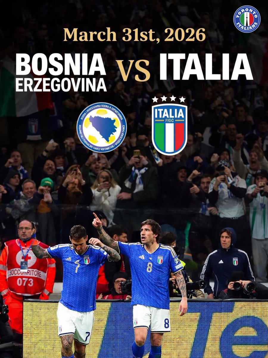 VideoAIX1's tweet photo. 🚨 MATCHDAY

🇧🇦 Bosnia &amp; Herzegovina vs Italy 🇮🇹  
🗓 March 31, 2026  

A big test for both sides 👀  

Who are you backing? 👇  

#Football #WorldCup #InternationalFriendly #Italy #Bosnia #Matchday https://t.co/5psIreAyhc