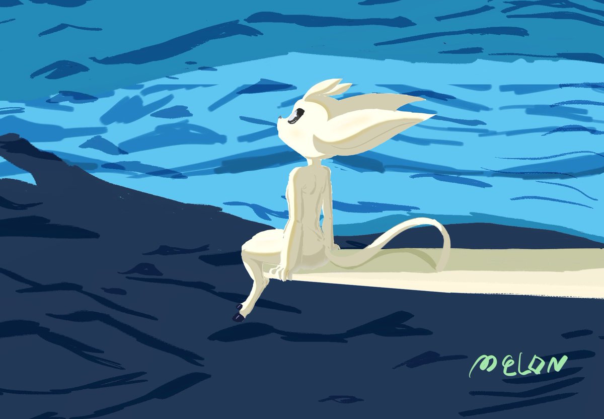 melonLve's tweet image. It looks kinda bad like…real bad, but if I add line it’ll be even worse, and it’s damn hard to draw the sea.#ori