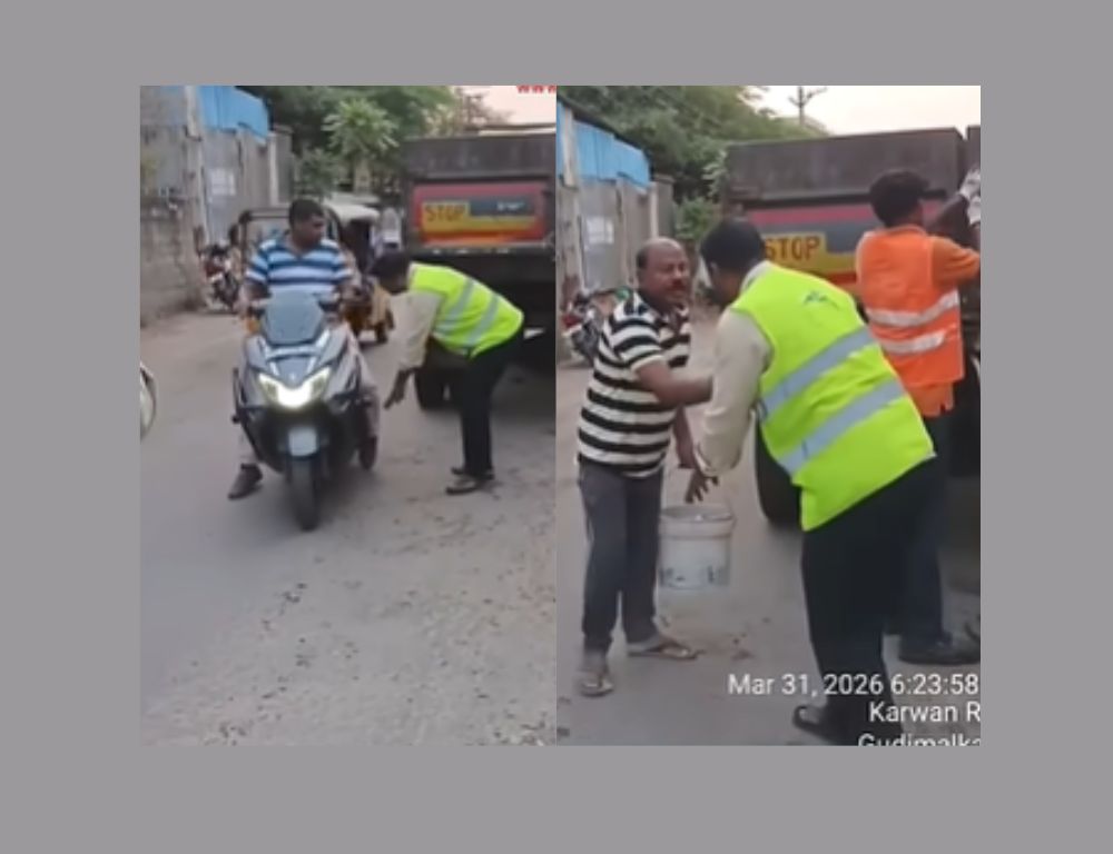 Hyderabad_Mail's tweet image. A GHMC supervisor in Hyderabad is taking a direct approach to tackle roadside garbage dumping in Gudimalkapur. Standing at the spot, he appealed to residents not to throw waste, even folding his hands to urge compliance.

#Hyderabad #GHMC #Telangana #CivicIssues