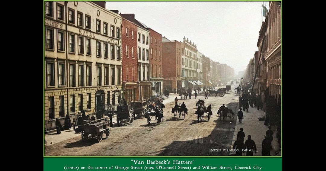 LimerickMuseum's tweet image. Today in 1840...
Francis Van Eesbeck, 'Hatter', becomes a member of the "Appropiers Chapeliers de Bruxelles"(Society of Hatters of Brussels). His shop "Van Eesbeck's Hatters" was on the corner of George St. (now O'Connell St.) and William St. #Limerick #OTD #Hatter #hat