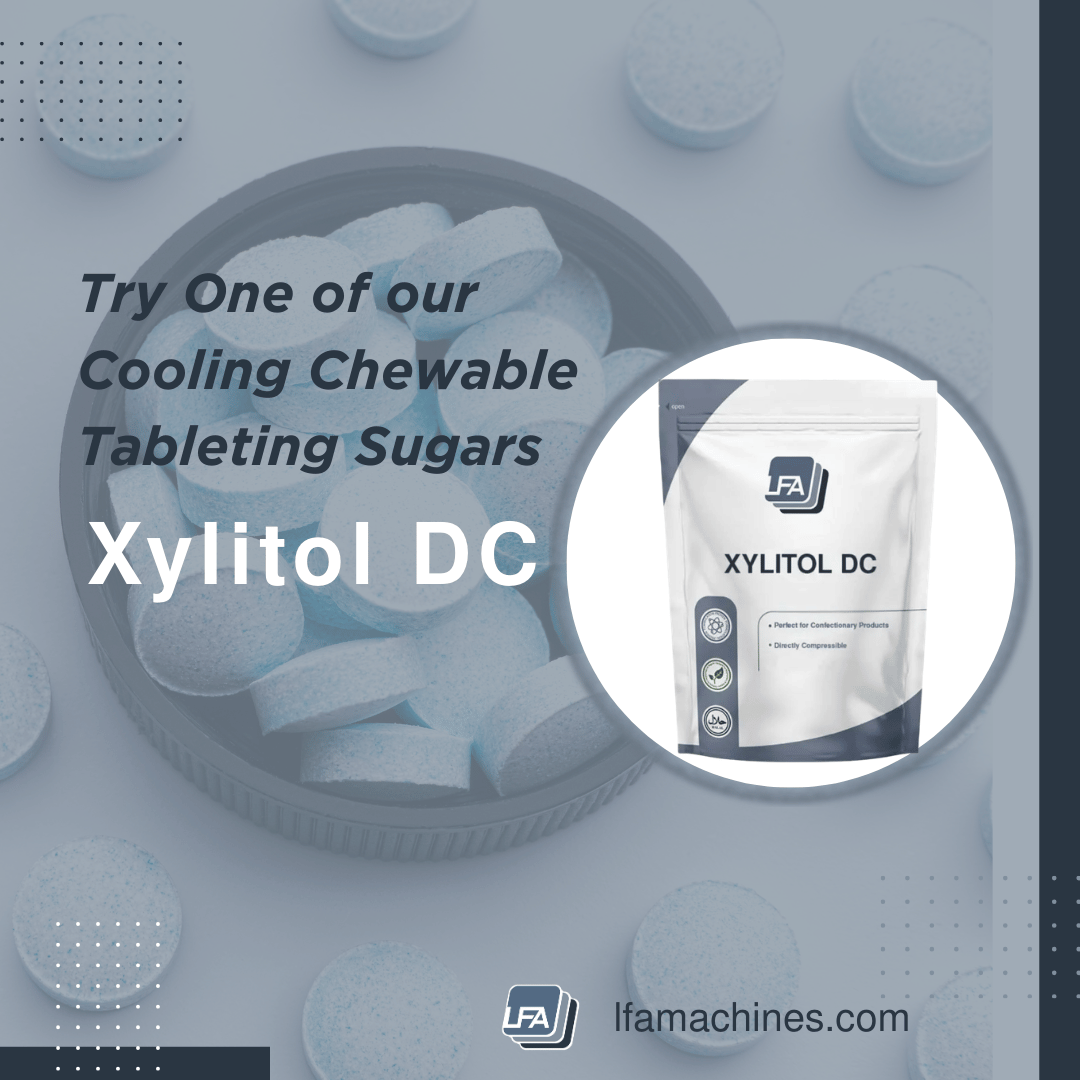 LFA_Machines's tweet photo. Formulating chewable tablets?

Try Xylitol DC, a directly compressible tableting sugar with a clean, cooling sweetness.

Learn more:
https://t.co/7z8Ou05l9i

#LFAMachines #DirectCompression #TabletManufacturing https://t.co/34NOJureDk