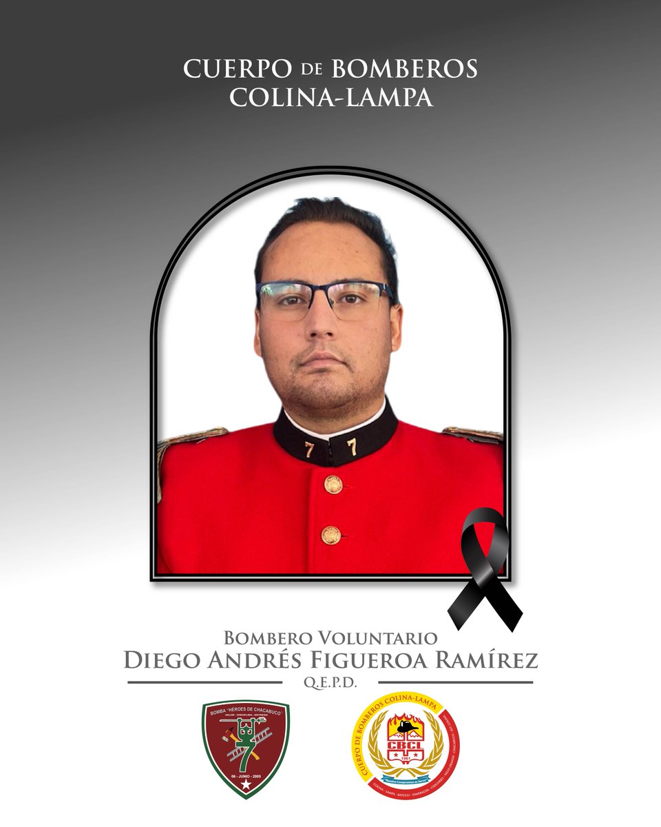 El <a href="/CBColina_Lampa/">Bomberos Colina-Lampa</a> comunica con profundo pesar el sensible fallecimiento del Bombero Diego Andrés Figueroa Ramírez Q.E.P.D. Perteneciente a la Séptima Compañía, quien a la fecha se encontraba desempeñando el cargo de Teniente Tercero.
