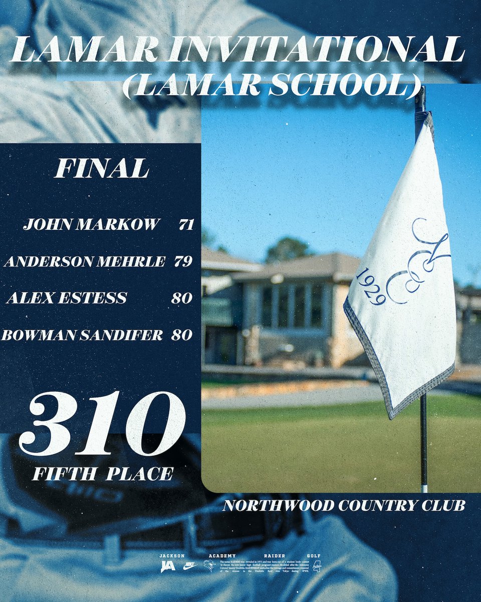 JARaiderGolf's tweet photo. The Raiders finished in fifth place yesterday (Mar 30th) at Northwood CC in the Lamar School Invitational. 

Next - MRA Invitational at Lake Caroline CC on Thursday, April 9th.

#WeAreJA https://t.co/no9wcH9Gbt