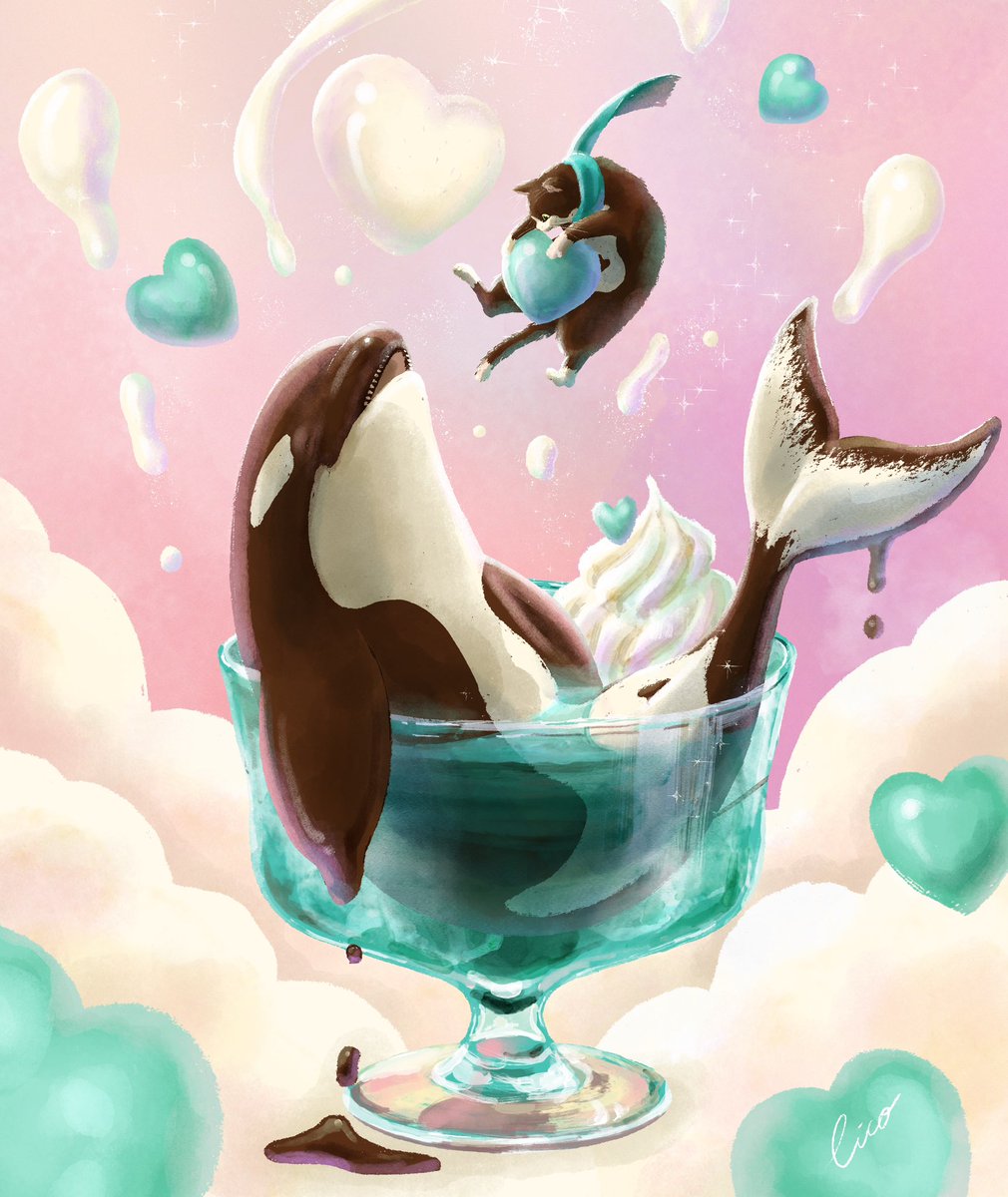 Eico シャチ💙 実物大でシャチ描きたい！ tweet media