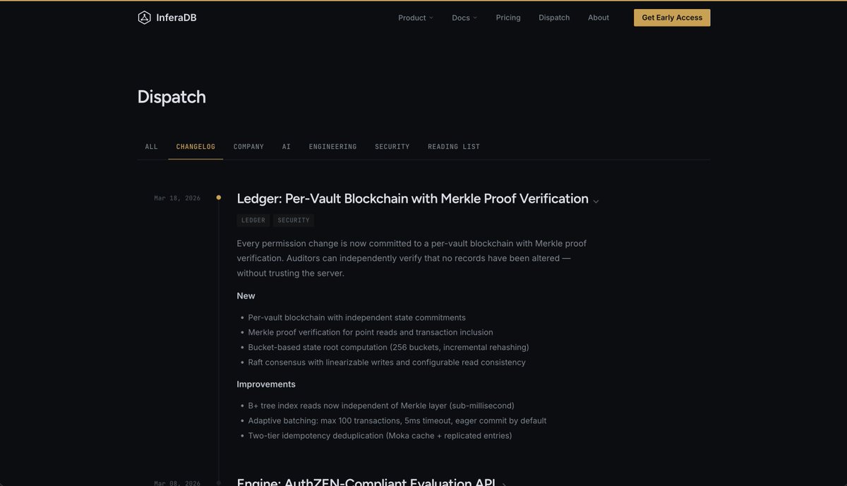 evansims's tweet photo. Just shipped the new InferaDB website — really proud of how the developer docs, blog (Dispatch), and changelog turned out. https://t.co/RlOTVwKC3E

First time working with animating SVG. Love the subtle effect it gives Dispatch posts when they load in and on hover.

Best part? Runs entirely on GitHub Pages. Just Markdown, Jekyll, and custom templating.