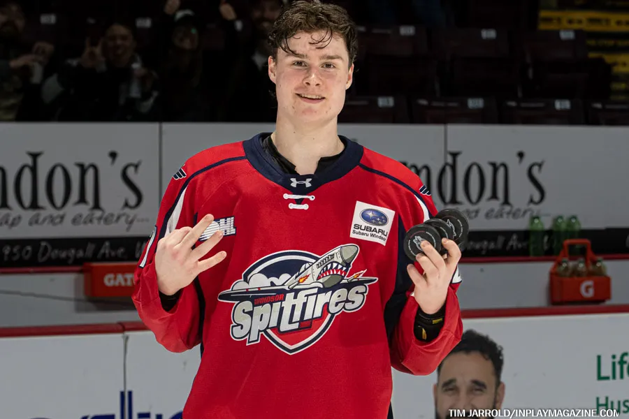 InPlayMagazine's tweet photo. Spitfire Spotlight with Andrew Robinson
By John Humphrey

Rookie D-Man Andrew Robinson was drafted in the third round, 58th overall, in the 2024 #OHL Priority Selection and the #Oakville native signed on with #Windsor just over a year ago – on March 14, 2025.  

MORE IN COMMENTS https://t.co/xt4gkjivfT