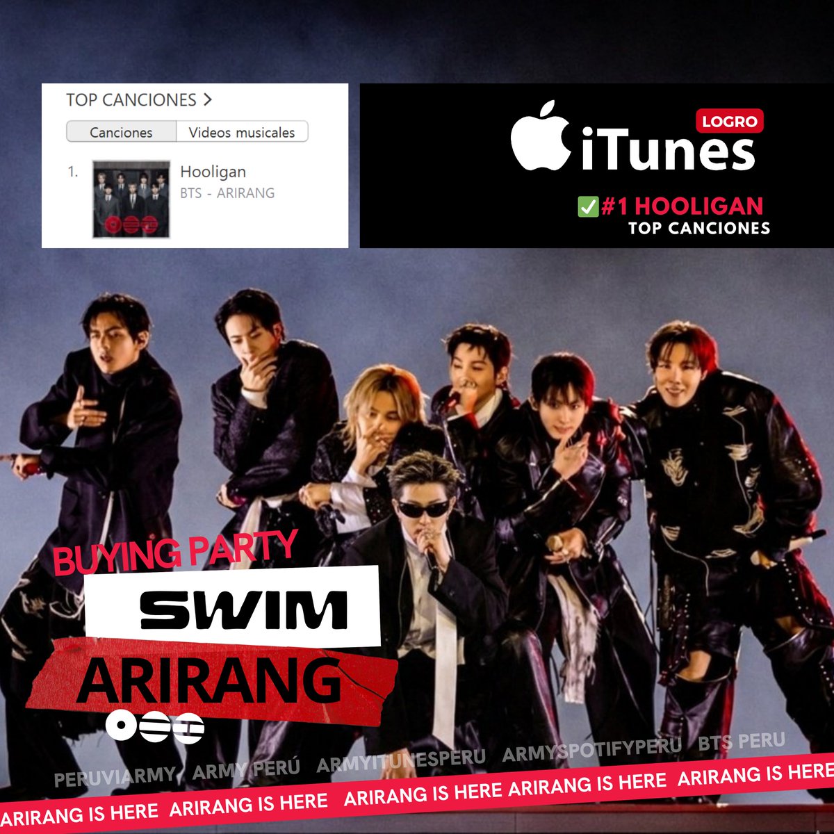 ARMYiTunesPeru's tweet image. #ARMYPeru | SEGUNDA SEMANA

ITUNES PERU:
#1 Hooligan 🥳

Felicidades a todas las ARMYS peruanas el público que está comprando esta poderosa canción! 😌. Disfruten la escucha!