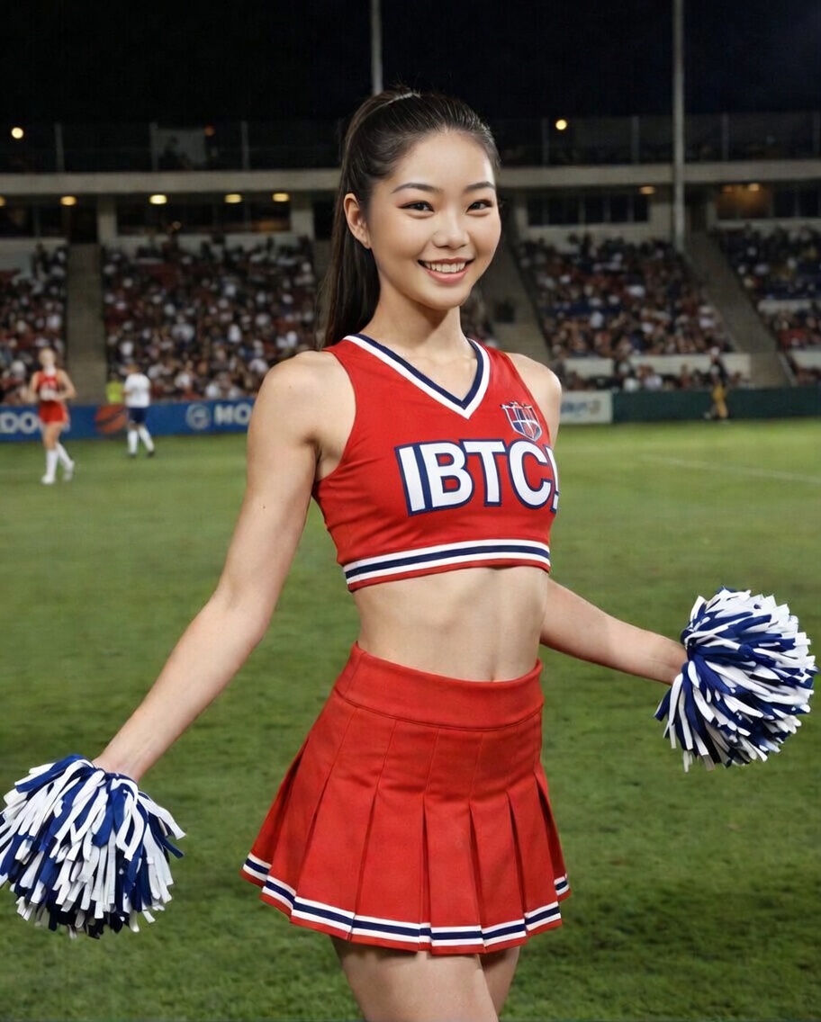 Yumi_Sakura2's tweet image. Pom-poms up, ponytail swinging—I'm basically a human rocket. Ready for liftoff? 🚀 #fitgirl #Asian #cheerleader #YumiSakura