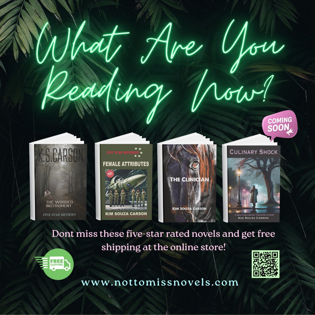 #books #nottomissnovels #authorksc #kscauthor #Souza_Author #read #reading #fivestars #TheWoodedInstrument #FemaleAttributes #TheClinician #CulinaryShock #mustread #fivestarbooks #Novels #AmazonBooks #Bestseller #BarnesandNoble #Kindle #AppleBooks #chapters #Smashwords
