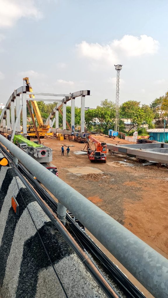 Trichiites's tweet photo. Installation of a Bowring Arch on the ROB as part of the Trichy Junction ROB Project Phase II in Trichy. https://t.co/pqBTP0r5lS