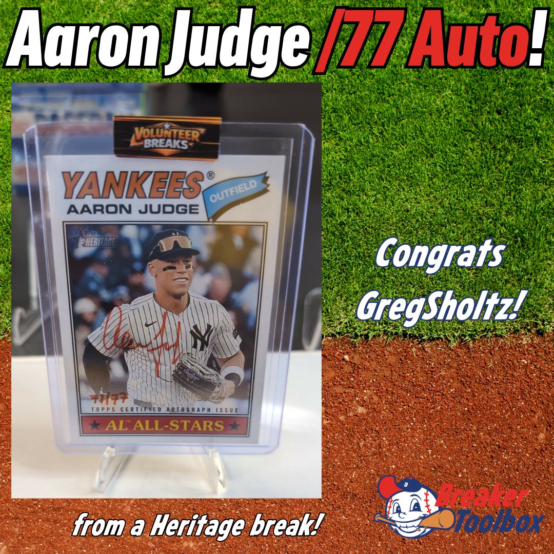 BreakerToolbox's tweet image. Aaron Judge /77 auto from a 2026 Topps Heritage break! Congrats GregSholtz!

#cardbreaks #baseballcards #topps #toppsheritage #collect