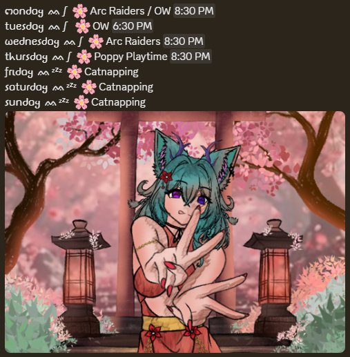 The new🌸Stream Schedule🌸is here 
❧ 17/11 - 23/11 ᨐ ∫ 
❧ twitch.tv/megami_hiko  
❧ #Vtuber #VtuberEN #VTuberUprising
(Time is shown in CEST)