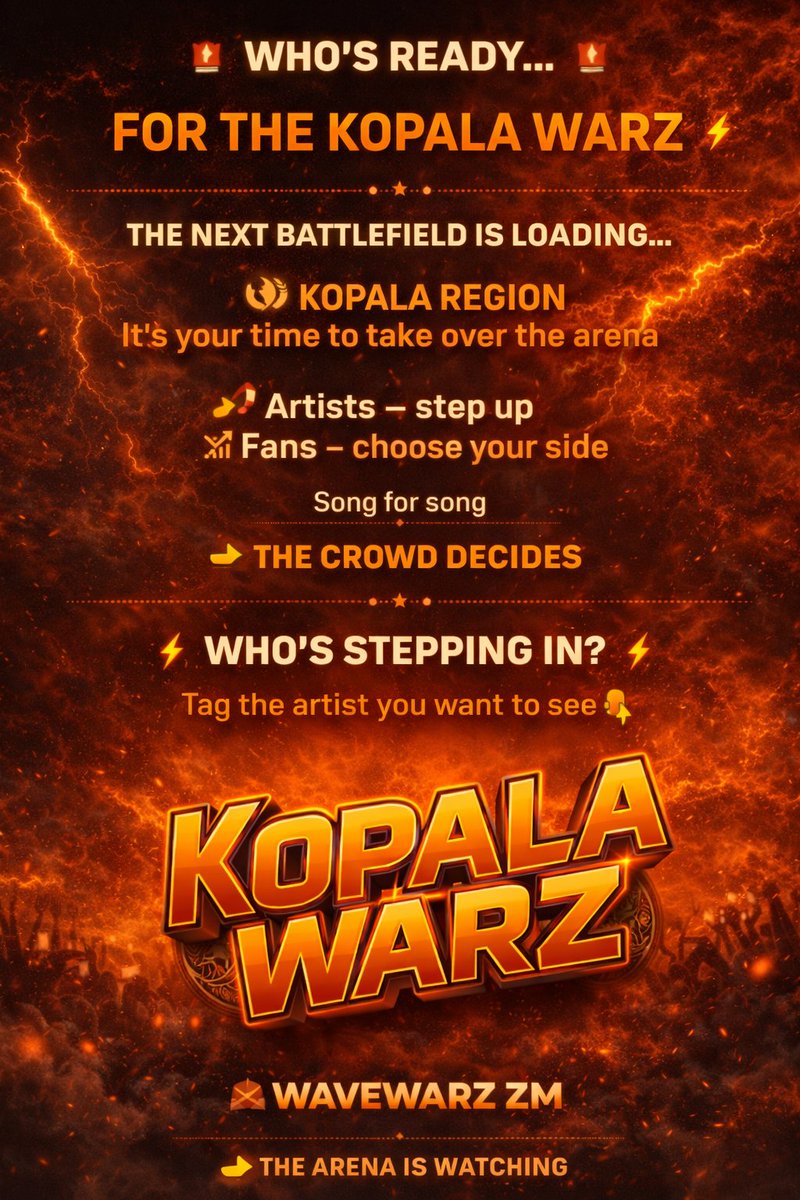 wavewarzzm's tweet photo. KOPALA WARZ ⚡
No blogs.
No hype.
No excuses.
Just SONG vs SONG
and THE CROWD DECIDES.
Somebody’s about to prove they’re the hardest in Kopala…
and somebody’s getting exposed.
👀 Who’s stepping in?
#WaveWarZZM #KopalaWarz
@WaveWarZ @Immersivesound6 @Hurric4n3Ike @zaal @The7_ https://t.co/PK4Xisy2QX