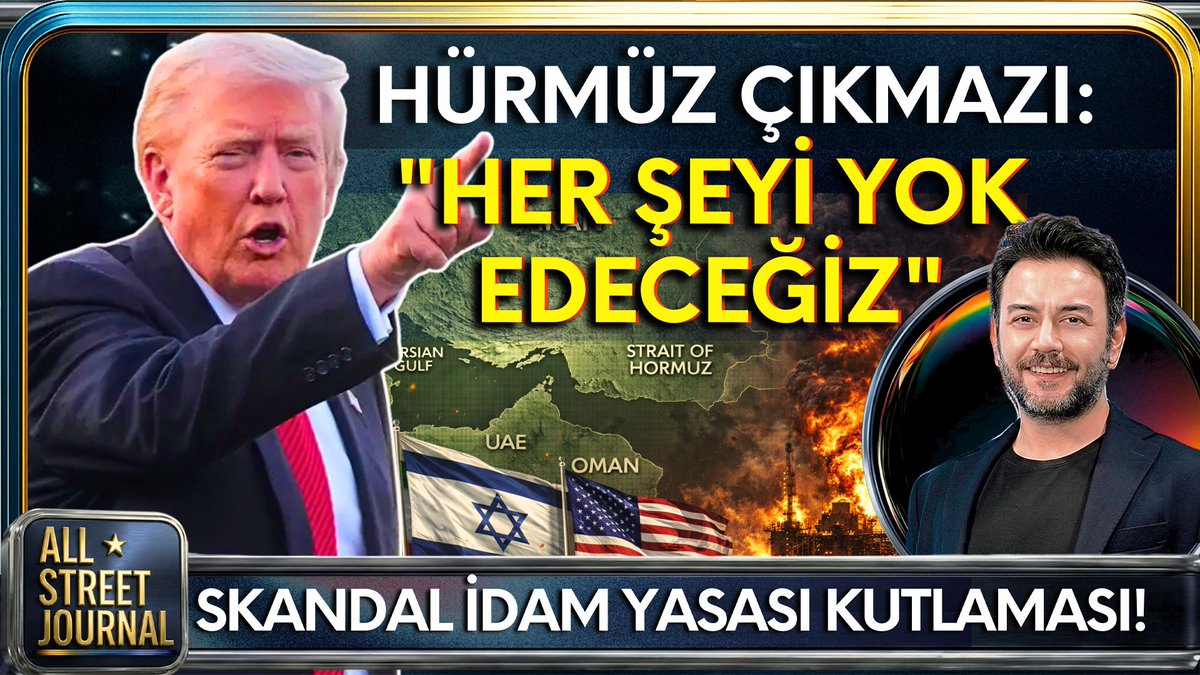 Tamer Işıtır’ın (<a href="/lesvontamer/">Tamer Işıtır</a>) hazırlayıp sunduğu All Street Journal’da bugünkü başlıklar:

🔥 “Her Şeyi Yok Edip Gideceğiz”
🛢️ Wapo: Hürmüz açılmadan operasyonlar sonlanabilir
🎥 Trump, 40 yıl önceki videosunu paylaştı: “İran’ın petrolünü alın”
🇮🇱 Netanyahu: Savaş hedeflerinde
