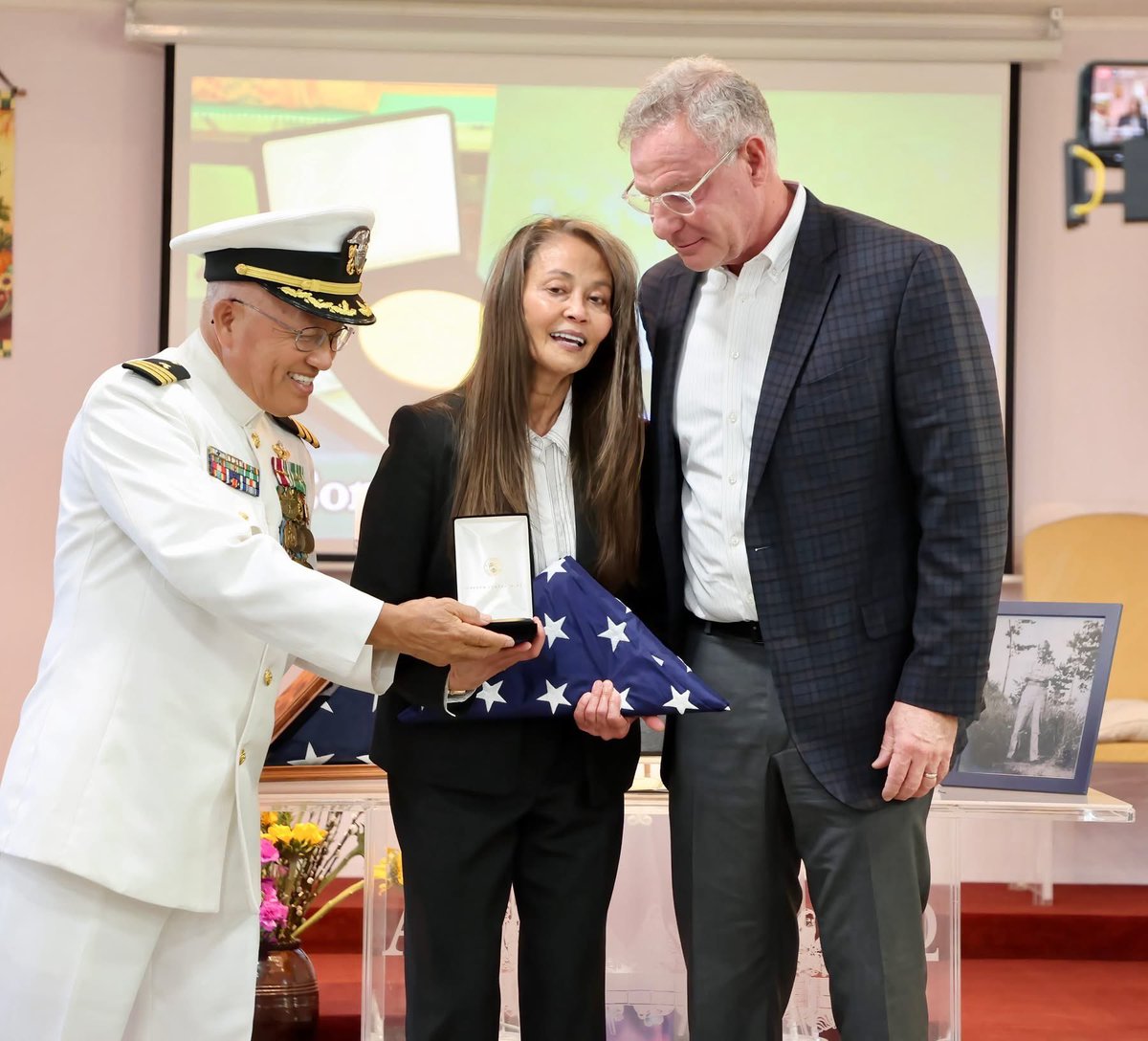 DutyToCountryEd's tweet photo. Earlier this month at the Award Ceremony in San Diego, we had the honor of presenting the Aquino family with the U.S. Congressional Gold Medal on behalf of their beloved Pedro F. Aquino — a proud Filipino American veteran who served during World War II. https://t.co/Dtnwm2B9H6