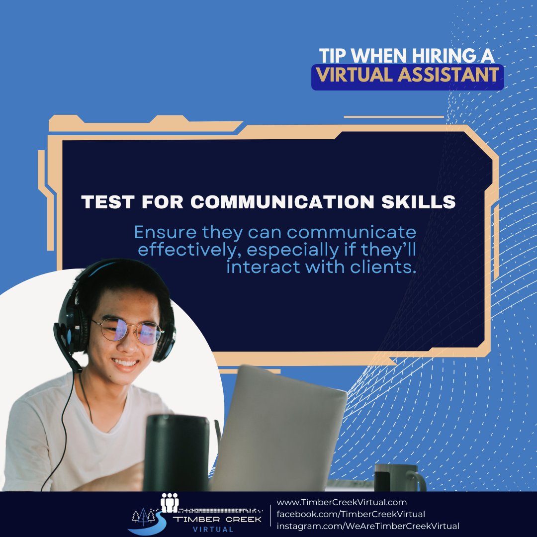 wearetcv's tweet image. Strong communication is non-negotiable—especially for client-facing VAs. Assess early to save time, avoid issues, and protect your brand.

Hire right the first time: timbercreekvirtual.com/contact

#TimberCreekVirtual #VirtualAssistant #HiringTips