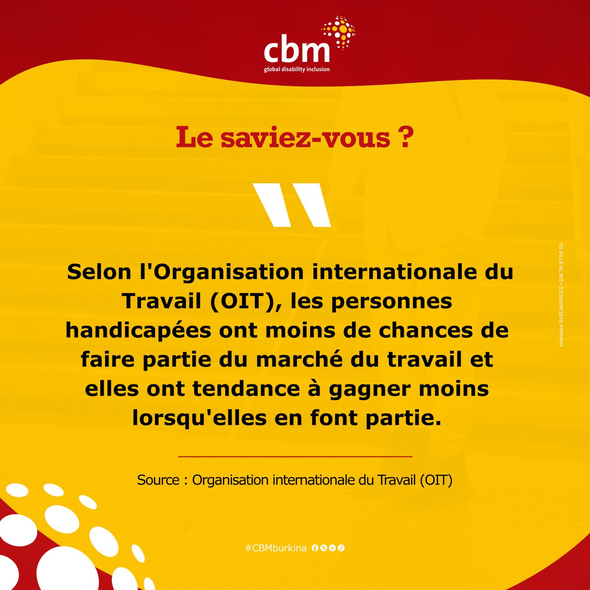 CBMburkina's tweet photo. L’#Inclusion professionnelle ne devrait pas être un privilège, mais un droit. ⚖️

#CBMburkina https://t.co/yLg4bCVz1N