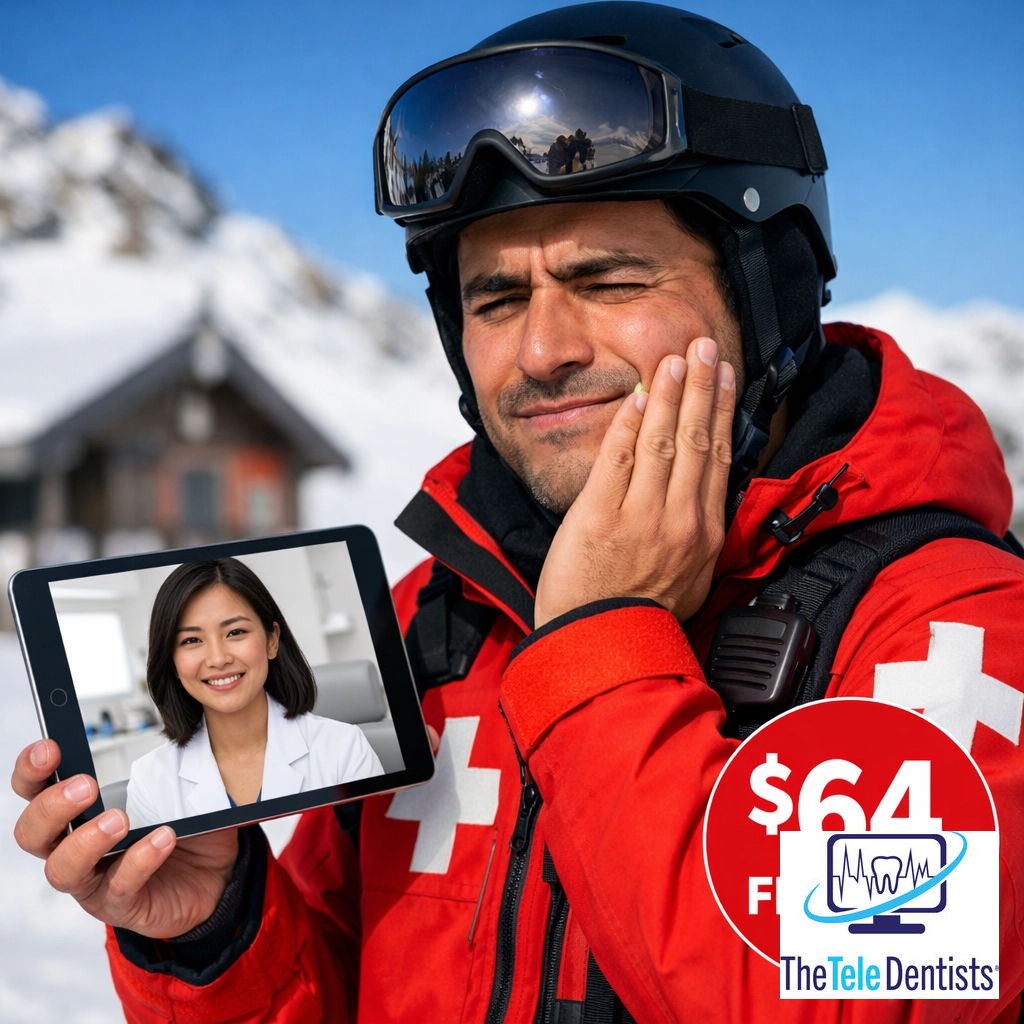 Dental pain at 10,000 feet? Connect with a licensed dentist in <10 mins for $64. Professional advice without leaving the mountain. ❄️🎿 Skip the long trek to the ER. Get a secure diagnosis and prescription! *Copay may apply.
