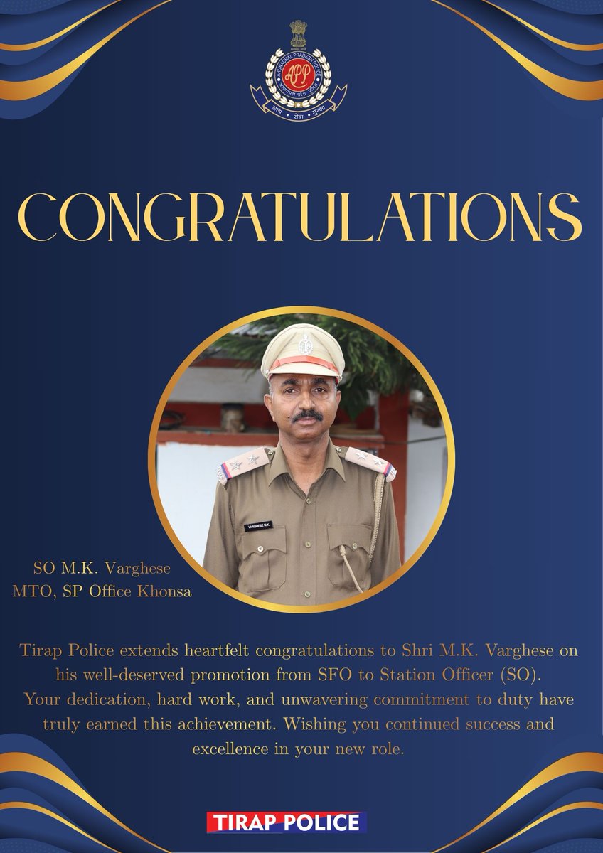 TirapPolice's tweet photo. Congratulations SO M.K. Varghese https://t.co/D2Toohw2vo