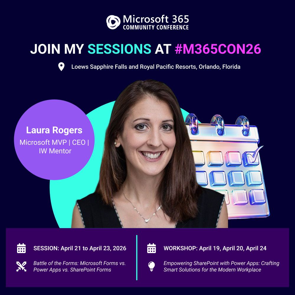 WonderLaura's tweet image. 📋 Picking the right forms tool in Microsoft 365? My breakout session compares Microsoft Forms, Power Apps &amp;amp; SharePoint Forms so you can choose the best one for each business solution.
#M365Con #Forms
iwmentor.com/pages/blog/spe…