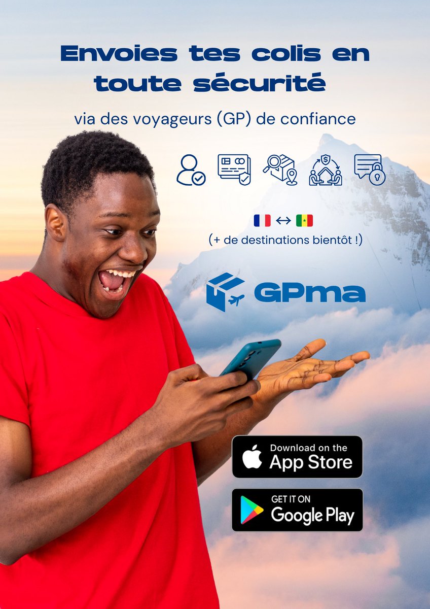 gpma_app's tweet photo. ✅ Profils vérifiés  ✅ Paiement sécurisé à travers l’application ✅ Suivi des colis en temps réel  Fini les arnaques et vols !
 N’attends plus. Télécharges l’application et envoies ton colis dès maintenant.  📲 Disponible sur App Store et Play Store. https://t.co/U6iqY4rPMF