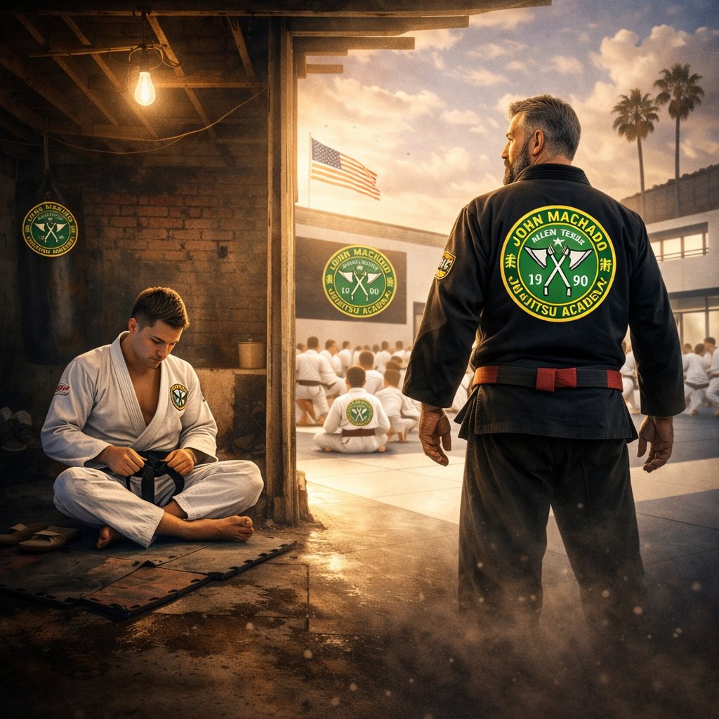 JohnMachadoTV's tweet photo. I started teaching Jiu-Jitsu in a garage.
No mats. No students. No guarantee.
Just belief. 🧵 https://t.co/1rbo4D2qj9
