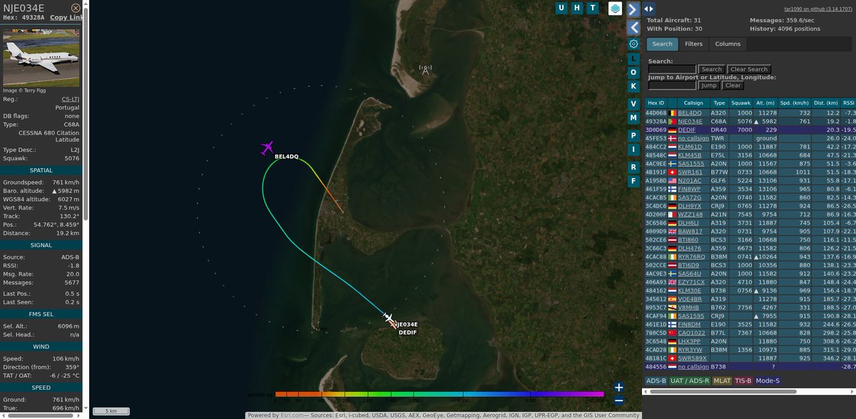 AboveEDXW's tweet image. #NJE034E: NetJets Europe (#Textron Aviation Citation Latitude • CS-LTJ) 
2.0 km out at 775 ft - heading NW with 326.0 km/h. 
jetphotos.com/photo/keyword/…
5076 • 17:13:07
#GWT #EDXW #adsb