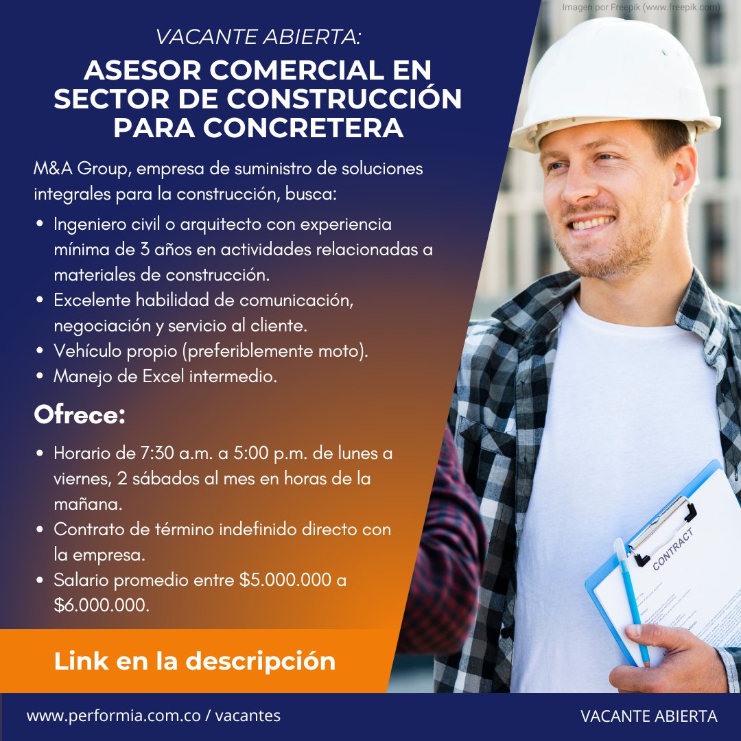 ¿Tienes experiencia como asesor comercial en el sector de construcción para concretera? Aplica aquí: tech.performia.com/jobs/46560.13.…

#asesor #comercial #sector #construccion #concretera #trabajosihay #bogota #empleo
