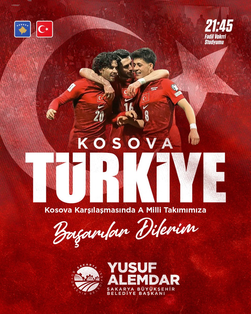 Bu akşam Dünya Kupası yolunda Kosova ile karşılaşacak A Millî Takımımıza başarılar diliyorum.

🇹🇷 Haydi #BizimÇocuklar!