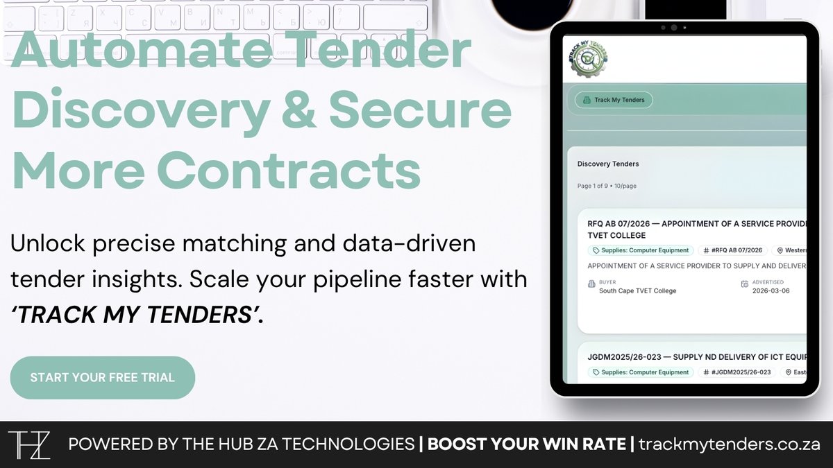 thehubzatech's tweet image. Stop manually searching for tenders. 🏗️💻

Automate Tender Discovery &amp;amp; Secure More Contracts with Track My Tenders. Precise matching and data-driven insights to scale your pipeline faster. Precision is the win. 🚀

#TMT #THZ #Bid #Tenders #Procurement #Tech #AI