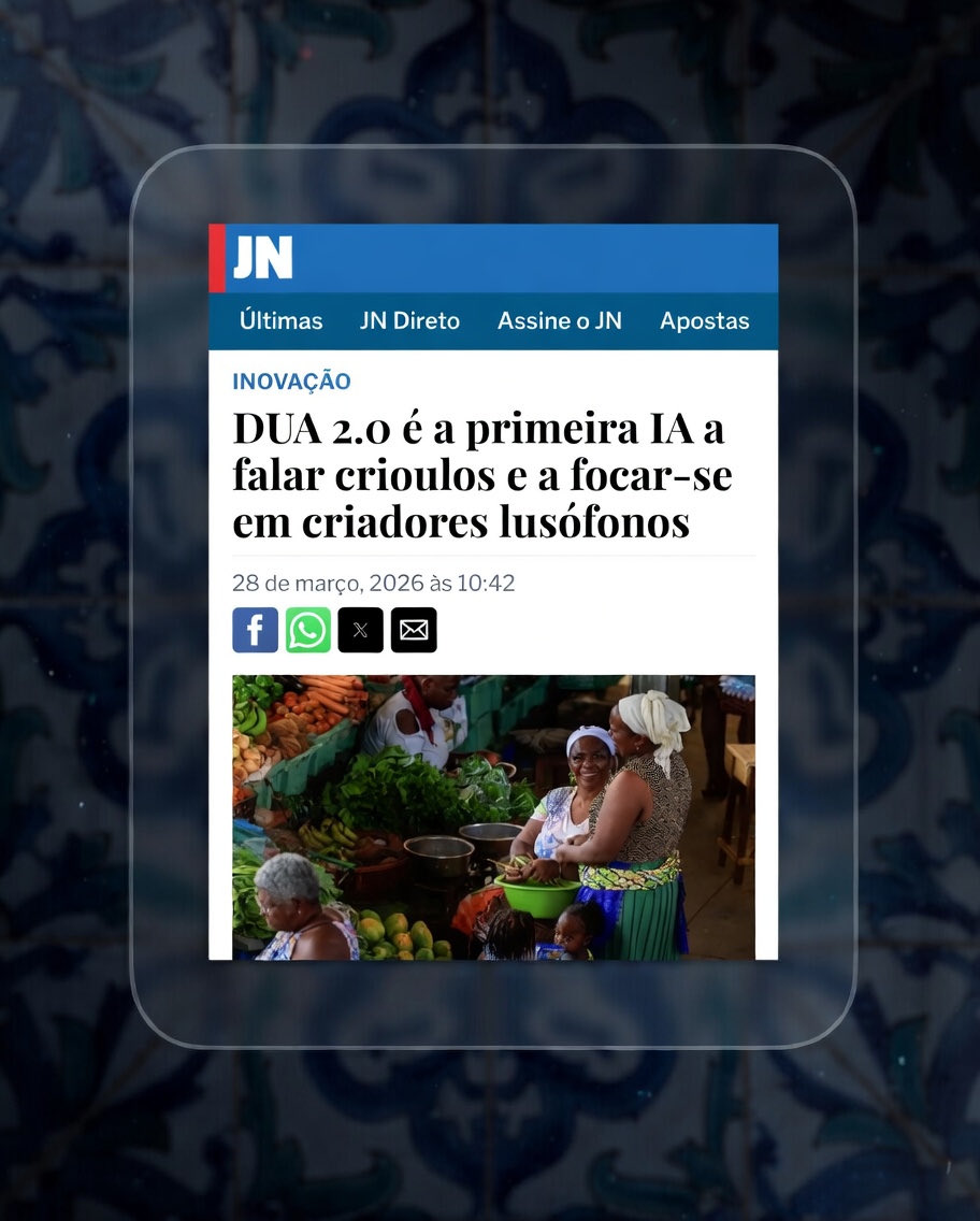 2lados_'s tweet photo. The press has spoken. In less than 48 hours, DUA 2.0 was featured across multiple media outlets. The first creative artificial intelligence to natively understand Cape Verdean and Guinean Creole. For 300 million speakers the AI revolution left behind. https://t.co/hzofcf81tE
