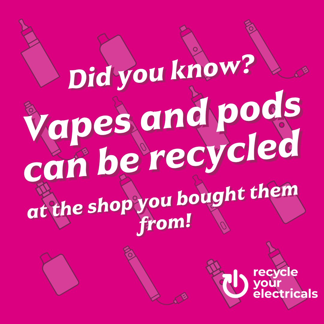 recycleelectric's tweet photo. Millions of vapes and pods are still binned every week. When crushed, their lithium batteries can spark dangerous fires. 🔥

Never bin vapes or pods, recycle them separately. Use @recycleyourelectrics Locator to find where you can drop them off safely: https://t.co/xdxyvF9Y2K https://t.co/qWetoFVO4o