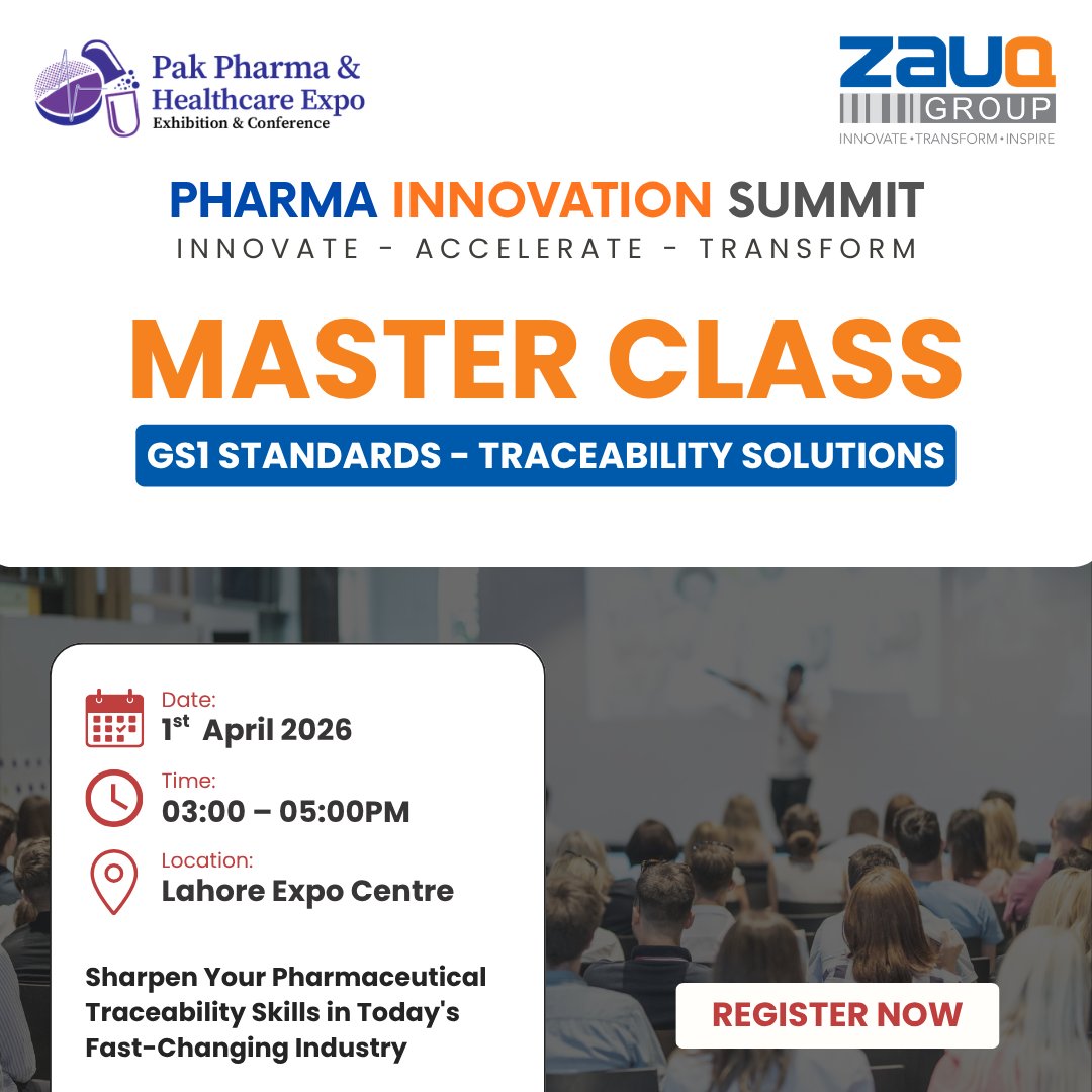 pharmatraxpak's tweet photo. GS1 Master Class 🎓

Learn:
Serialization | 2D Codes | Traceability
📅 April 1 | Lahore
#GS1 #TrackAndTrace #PharmaInnovation https://t.co/ie6q6fg0aF