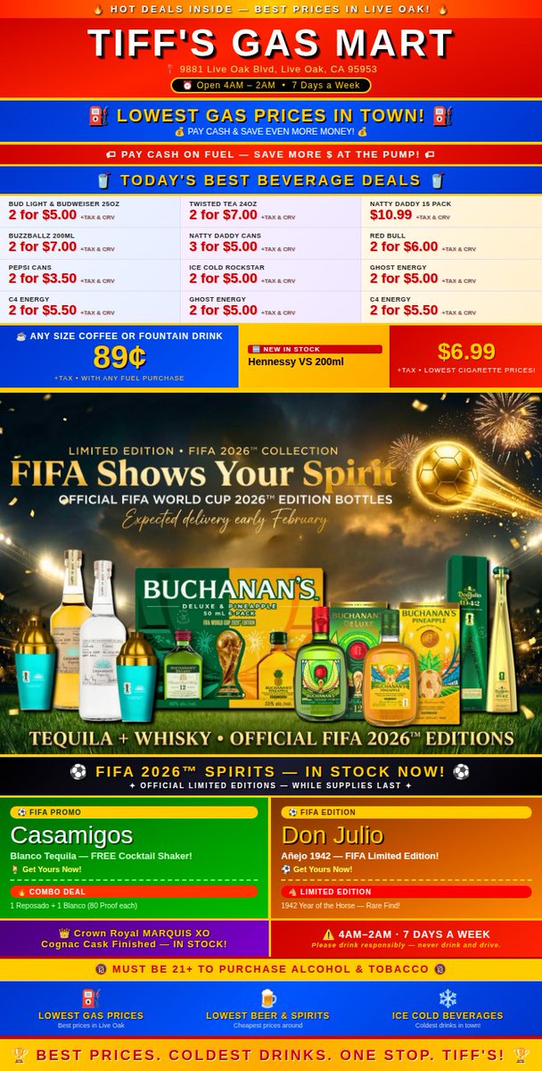 hamid_rasheed's tweet image. #LiveOak #TiffsGasMart #CheapGas #BestDeals #LiveOakCA