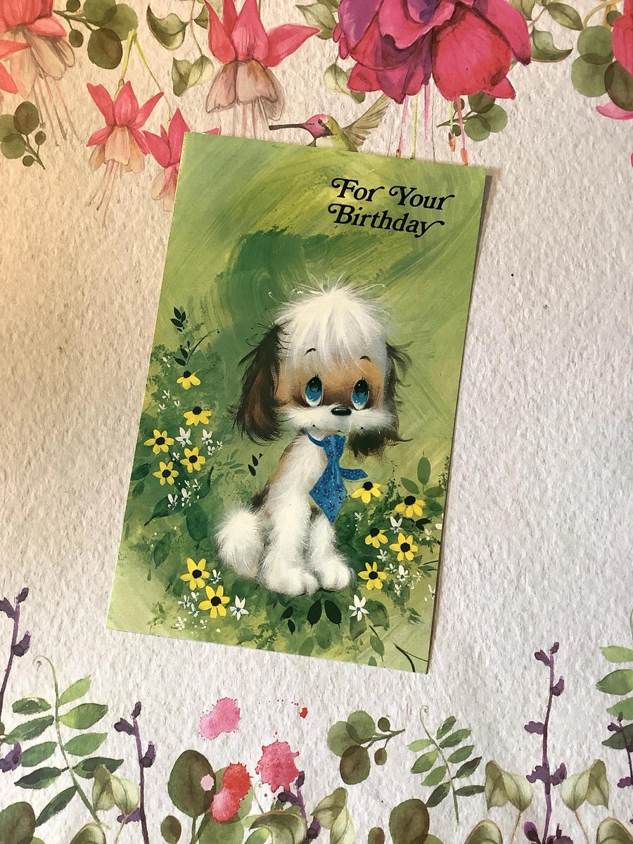 WatsonsVintage's tweet image. Who can resist that ADORABLE face! VERY RARE Vintage Circa 1960s Blank 'For Your Birthday' Card with Big Blue Eyed Dog in a Tie Design - Sweet Greeting - Fun, Retro Lover Card etsy.me/3NRfZm4 via @Etsy #VintageCards #BirthdayCards #DogDesign #DogLover #kitsch
