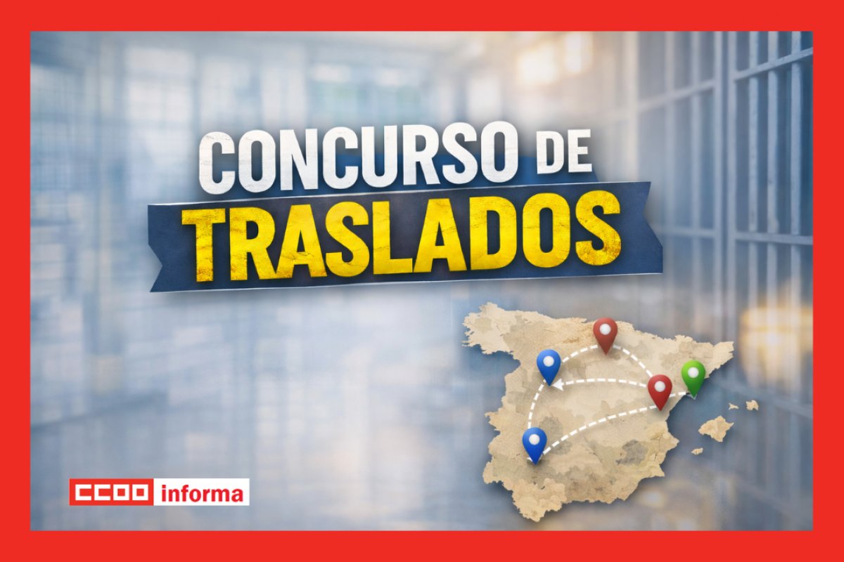 🔴 CCOO INFORMA 

CONCURSO TRASLADOS 16/22

Se publica en BOE el 7 de abril, salvo causas de fuerza mayor 

#sosprisiones

<a href="/sae_fsc_ccoo/">SAE FSC-CCOO</a> 
<a href="/FSCdeCCOO/">FSC-CCOO</a>