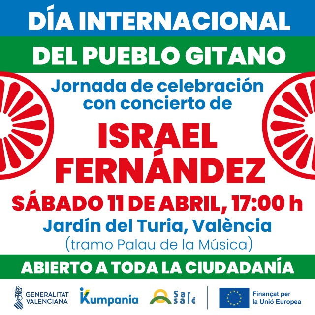 GVAfonseuropeus's tweet photo. Te esperamos el 11 de abril a las 17:00 h frente al Palau de la Música - Jardín del Túria en Valencia. Nos acompaña Israel Fernandez. Celebramos el Día Internacional del Pueblo Gitano - Sarsalé-Kumpania. Financiado por la UE FSE+ 2021-2027