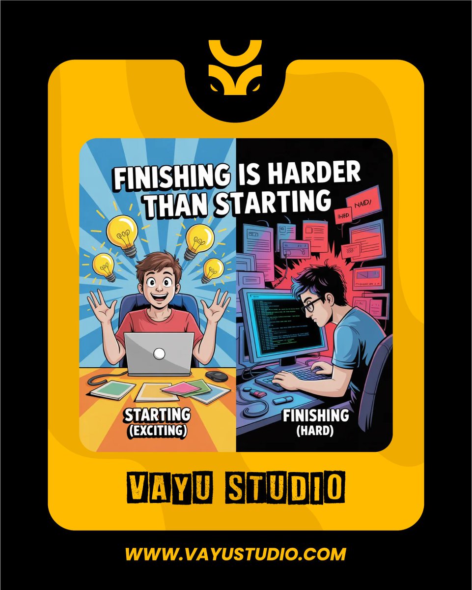 VayuStudio's tweet photo. 🎮Why Finishing a Game Is Harder Than Starting One

Starting a game is exciting.

New idea.
New possibilities.

But finishing a game?

That’s where most developers struggle.

Why This Happens

Full Breakdown:
🔗https://t.co/xGfKK2KgIt

#vayustudio #GameDev #IndieDev #GameDesign https://t.co/CkDqPvr824