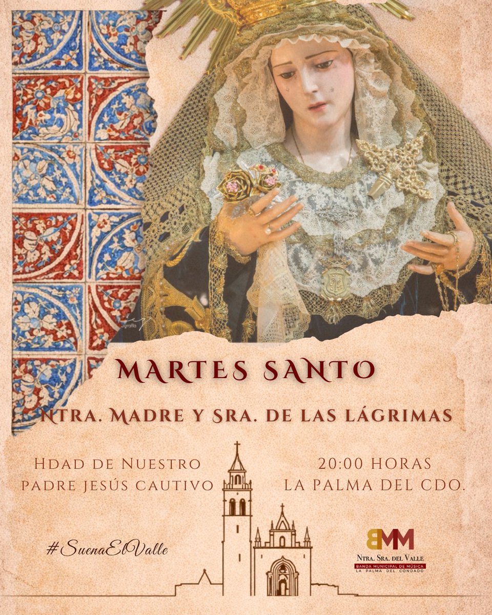 bmlapalma's tweet photo. 𝑴𝑨𝑹𝑻𝑬𝑺 𝑺𝑨𝑵𝑻𝑶

Hoy nuestro pueblo volverá a ser 𝑪𝒂𝒖𝒕𝒊𝒗𝒐 𝒅𝒆 𝒕𝒖𝒔 𝑳𝒂́𝒈𝒓𝒊𝒎𝒂𝒔.

En la tarde de hoy acompañaremos a 𝑵𝒖𝒆𝒔𝒕𝒓𝒂 𝑴𝒂𝒅𝒓𝒆 𝒚 𝑺𝒆𝒏̃𝒐𝒓𝒂 𝒅𝒆 𝒍𝒂𝒔 𝑳𝒂́𝒈𝒓𝒊𝒎𝒂𝒔 en su discurrir por las calles de nuestra localidad.

#SuenaElValle https://t.co/FHiYp4x1VF