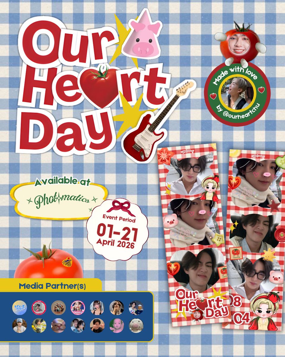 twelvecentrics's tweet photo. 𖤐𝑳𝑬𝑻𝑺 𝑪𝑯𝑬𝑬𝑹𝑺  𝒘𝒊𝒕𝒉 𝑯𝑬𝑨𝑹𝑻𝑪𝑯𝑼 ᵎᵎ ୨ৎ 

—HEART CHUTHIWAT’s Birthday photobooth event by— @ourheartchu
📍Photomatic 
🗓 April 1 — April 21

🩷 Capture your moment with #23CheersforHEART and tag me on X 
#HEARTChuthiwat 
#BUSbecauseofyouishine https://t.co/yNJqD68MWy