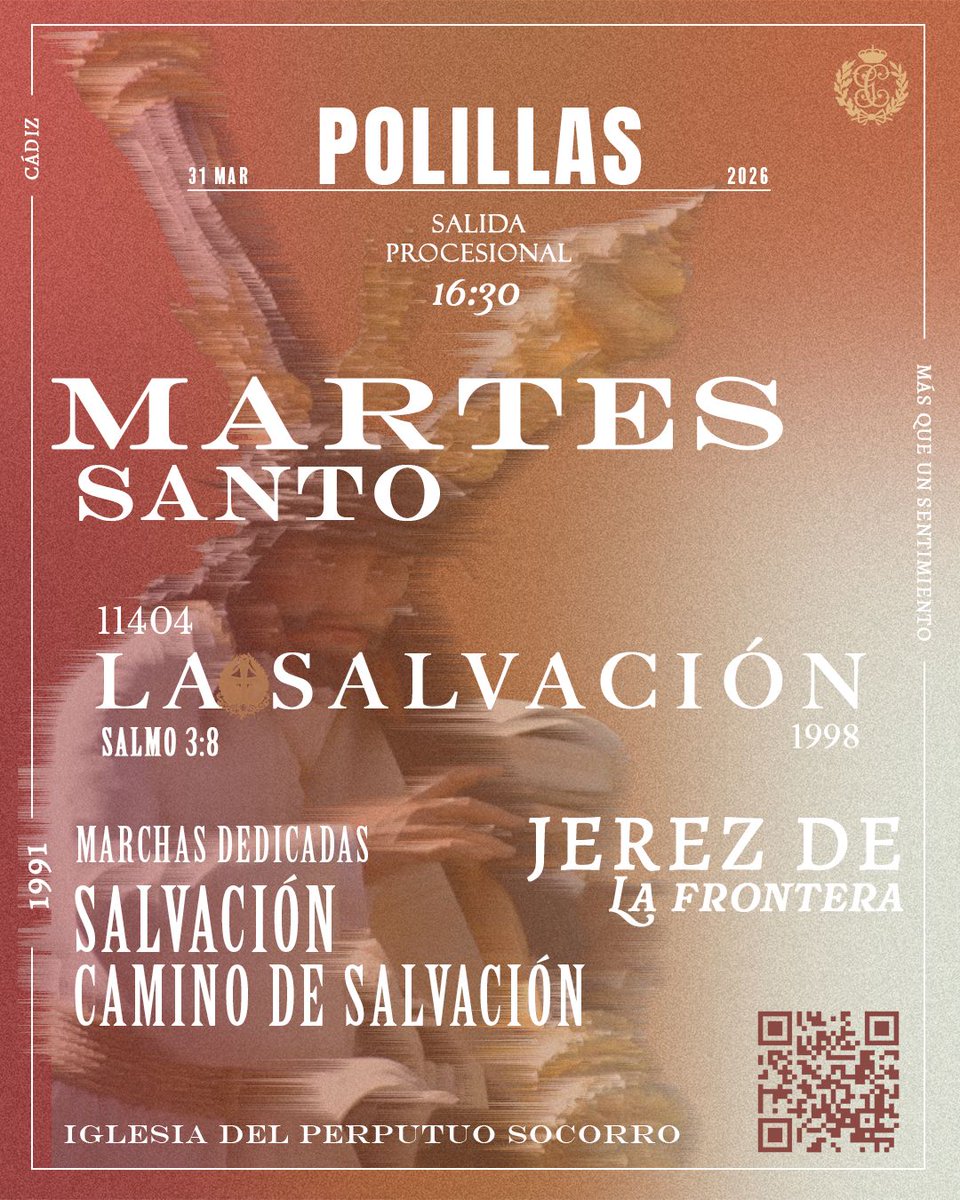 PolillasCadiz's tweet photo. 🔴Martes Santo | El Señor de las Torres

Hoy Jerez se llena de eLegancia y emoción. Sale  nuestra querida @salvacionjerez día especial para disfrutar y sentir al Señor en la calle.

📍 Tornería 
📍 Carpintería Baja
📍 Calle Gaitán
📍 Porvera (vuelta)
📍 Plaza de la Asunción https://t.co/HGpP3ikoys