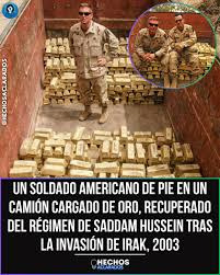 Aquí un soldado americano en la guerra de Irak cuando robaron el oro. A esto le llaman llevar la democracia a otro país