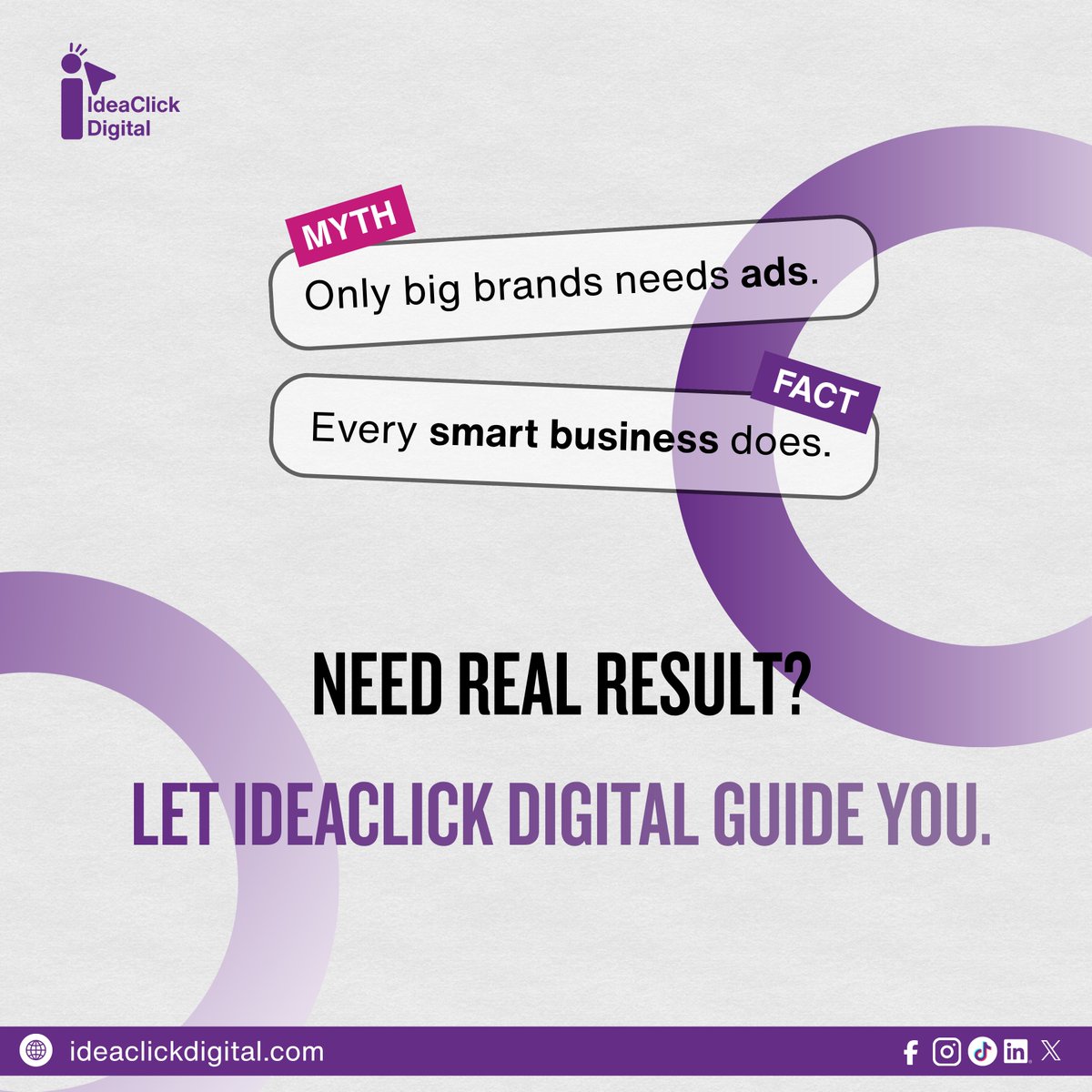 IdeaClickDigita's tweet photo. 🚫 MYTH: Only big brands need ads.
✅ FACT: Every smart business invests in growth.

Ready to see real results? 🚀
Let IdeaClick Digital guide your journey to success.

#DigitalMarketing #BusinessGrowth #SmartAdvertising #MarketingStrategy #IdeaClickDigital https://t.co/cOBEOve0Qk