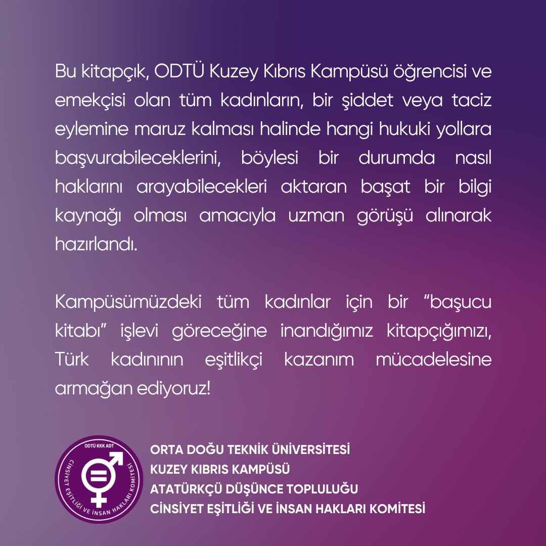 AdtKkk's tweet photo. 🔗https://t.co/RCFJKOY0i5

Emeği geçen herkese teşekkür ederiz. Hiçbir kadının bu rehbere ihtiyaç duymadığı bir gelecek için mücadeleye devam!

#KadınaŞiddeteHayır https://t.co/6Hk0O2niO4