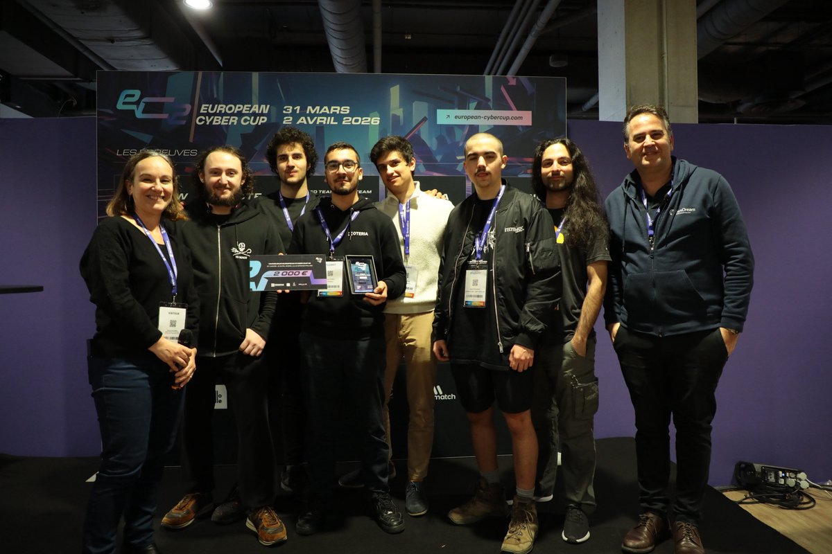 EuCyberCup's tweet photo. Bravo à l’équipe OteriHack de @OteriaCS pour sa victoire sur le challenge de @Sysdream à l'#EC2 !

Entre enquêtes OSINT de terrain et manipulation par Social Engineering, ils ont su déjouer les attaques supply chain avec une coordination parfaite. La preuve que l'union fait la force face à la menace ! ⚡🛡️

Félicitations pour cette performance de haut vol au Forum INCYBER !

#INCYBERFORUM