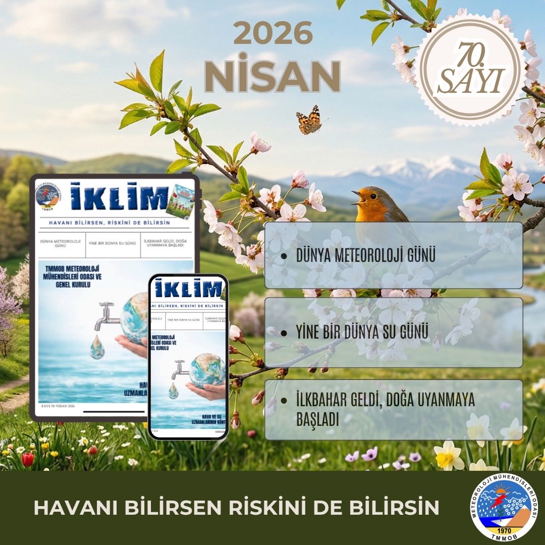 Meteo_Oda's tweet photo. Dünya Meteoroloji Günü ve Dünya Su Günü Kutlamaları / TMMOB Meteoroloji Mühendisleri Odası Genel Kurul Hazırlıkları / Hava ve Su Uzmanlarının Röntgeni / İlkbahar Geldi, Doğa Uyanmaya Başladı / Güncel Haberler, Kültür Köşesi, İş İlanları ve fazlası için... 
https://t.co/S8ntx1mLNB https://t.co/leLd4p5q6i